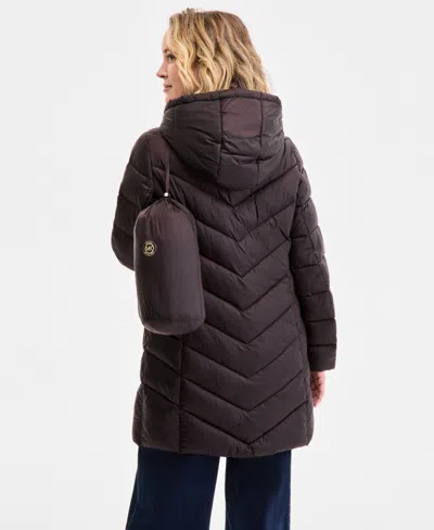 Michael Kors Michael  Womens Hooded Packable Puffer Coat Exclusively At Macys P Xss Xxl In Brown
