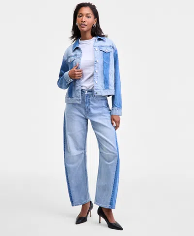 On 34th Women's Two-tone Denim Trucker Jacket, Macy's Exclusive In Blue
