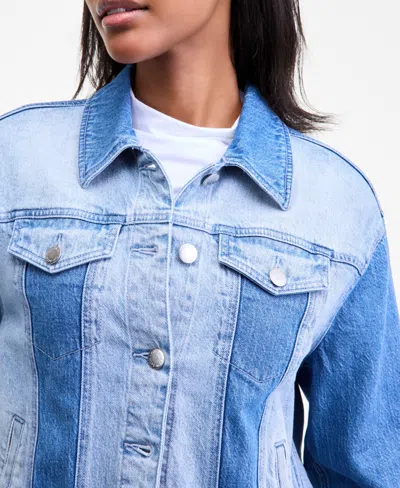 On 34th Women's Two-tone Denim Trucker Jacket, Macy's Exclusive In Blue