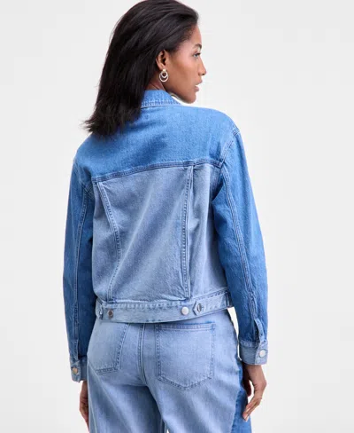 On 34th Women's Two-tone Denim Trucker Jacket, Macy's Exclusive In Blue