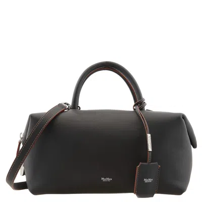 Max Mara Medium Natural Leather Bowler Bag In Black