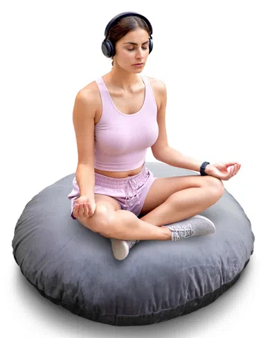 Cheer Collection Extra Large Round Floor Decorative Pillow, 32" X 32" In Gray