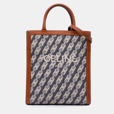 Pre-owned Celine Blue Small Triomphe Canvas Maillon Vertical Cabas Satchel