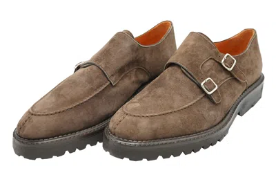 Andrea Ventura Norvegese Parigino Adler Monk Strap Suede Shoes In Gray