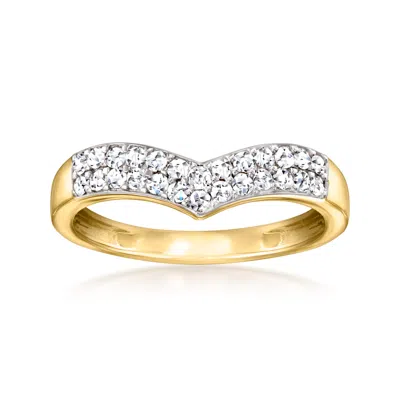 Ross-simons Lab-grown Diamond Chevron Ring In 18kt Gold Over Sterling In White