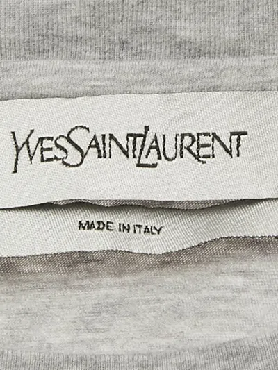 Pre-owned Saint Laurent Logo Appliqué Cotton T-shirt In Gray