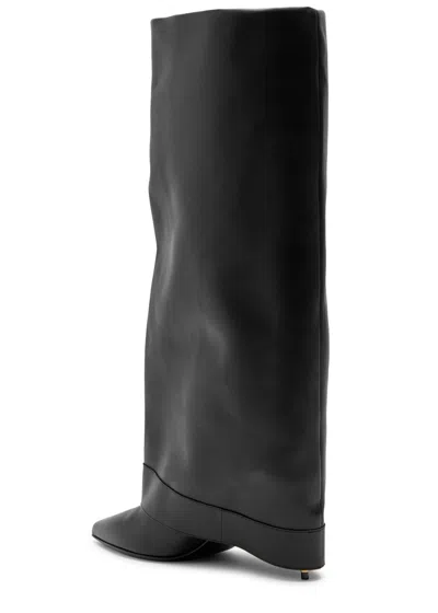 Balmain Anthem Black Slip-on Boots With Decorative Metal Buckle In Leather Woman In Black