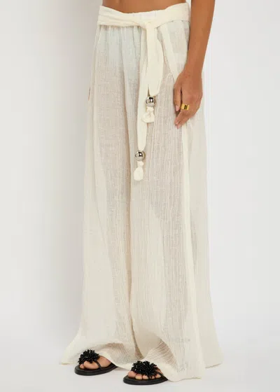 Lisa Marie Fernandez Drawstring Wide Leg Trousers In White