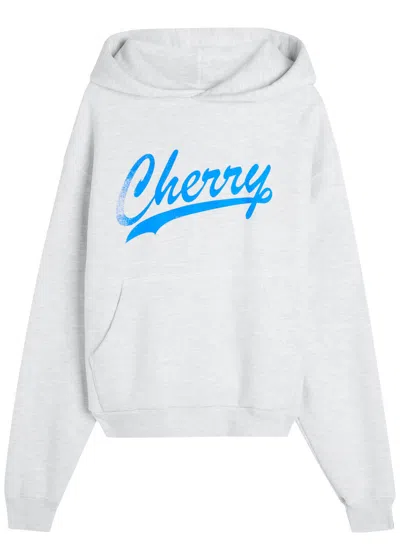 Cherry Los Angeles Logo-print Cotton-blend Jersey Hoodie In White