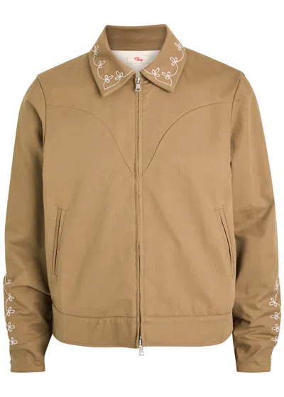 Cherry Los Angeles Charro Embroidered Cotton Jacket In Brown