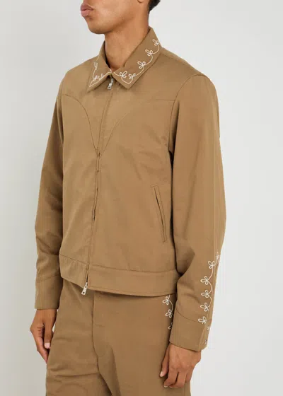 Cherry Los Angeles Charro Embroidered Cotton Jacket In Brown