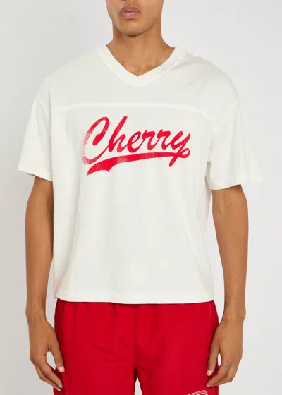 Cherry Los Angeles Logo-print Panelled Cotton T-shirt In White