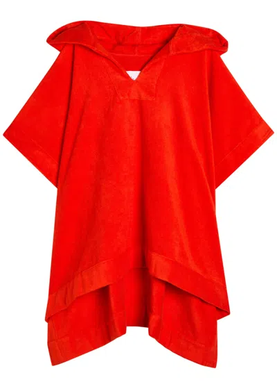 Lisa Marie Fernandez Hooded Terry Beach Poncho In Red