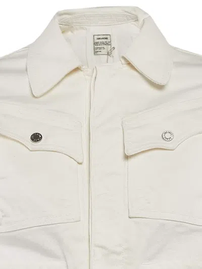 Pre-owned Zadig & Voltaire Multiple-pockets Shirt Jacket In White