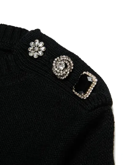 N°21 Pullover In Misto Lana Con Bottoni Gioiello In Black