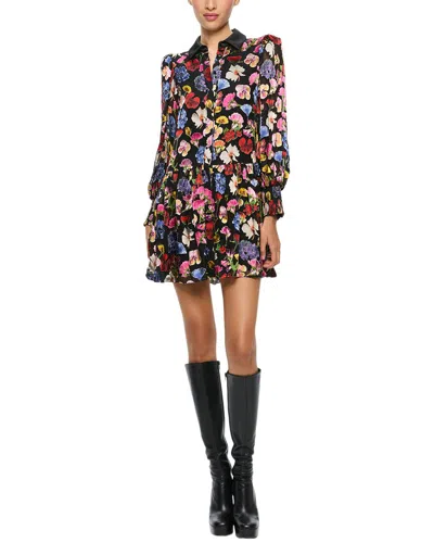 Alice And Olivia Bertha Silk-blend Dress In Multi