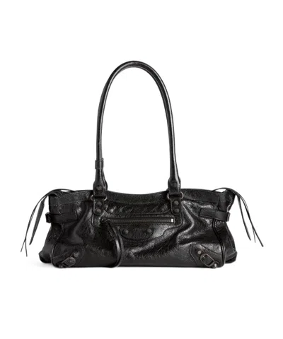 Balenciaga Shoulder Bag Le City East-west In Lambskin. In Black