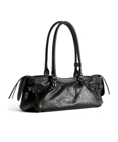Balenciaga Shoulder Bag Le City East-west In Lambskin. In Black