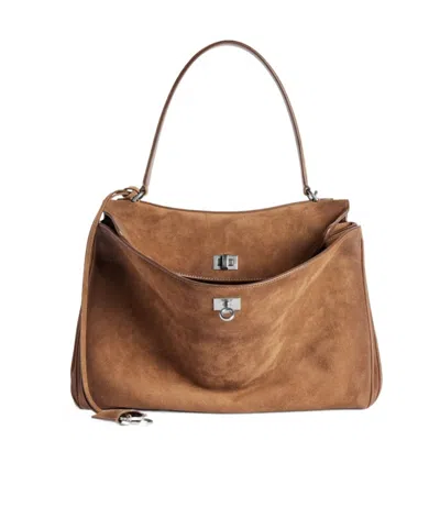 Balenciaga Brown Rodeo Medium Shoulder Bag In Brown