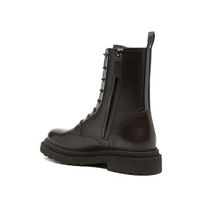 Brunello Cucinelli Leather Ankle Boots In Brown