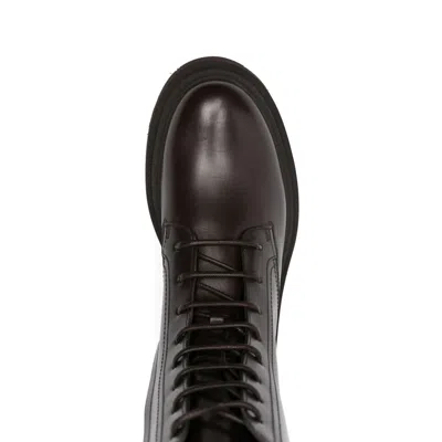 Brunello Cucinelli Leather Ankle Boots In Brown