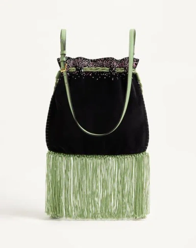 Valentino Nellcote Floral-embroidered Suede Crossbody Bag In Multi