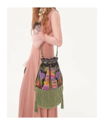 Valentino Nellcote Floral-embroidered Suede Crossbody Bag In Multi