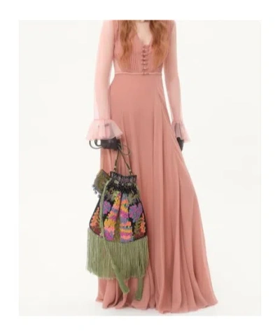 Valentino Nellcote Floral-embroidered Suede Crossbody Bag In Multi