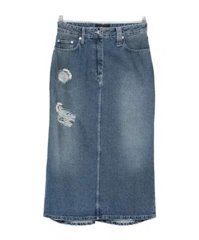 Simone Rocha Embellished Denim Flare Skirt In Blue