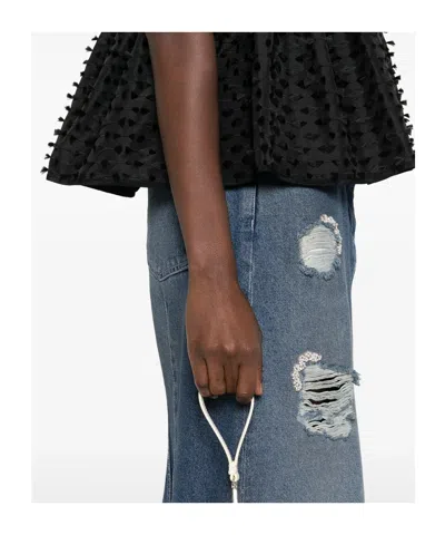 Simone Rocha Embellished Denim Flare Skirt In Blue
