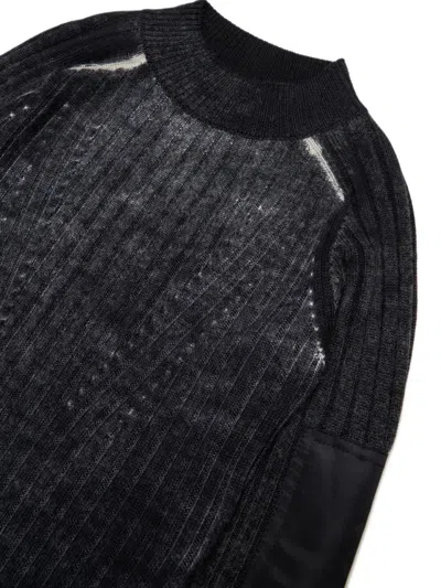 Diesel Abito Tubino In Lana Merino A Coste In Black