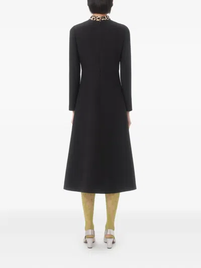 Valentino Black Crepe Couture Dress With Animal-print Bow