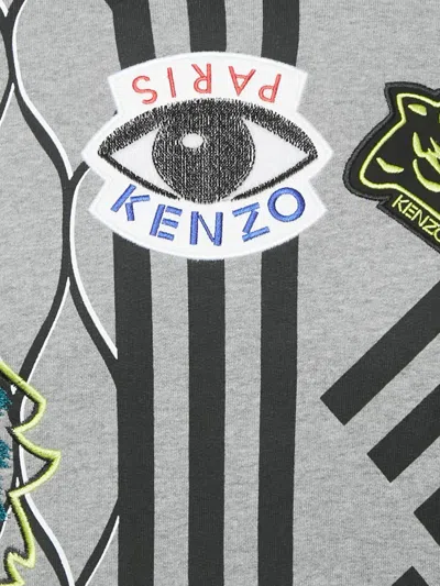 Pre-owned Kenzo 2023 Appliqué Netting Sweatshirt In Gray