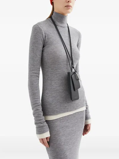 Jil Sander Gray Lightweight Technical Wool Turtleneck In 028 Dark Grey