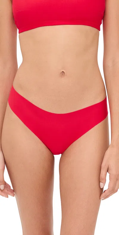 Commando Invisible Rib Thong In Red