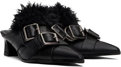 Andersson Bell Black Layered Strap Mule Heels In Black