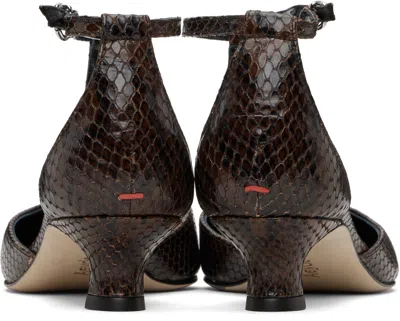 Aeyde Liz Snake Print Calf Leather Moka Shoes In Brown