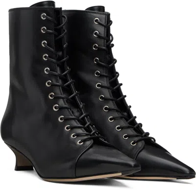 Aeyde 40mm Trixi Lace-up Pointed-toe Boots In Black
