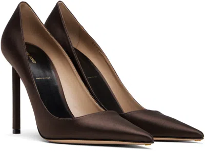 Tom Ford 85mm Betty Satin Pointed-toe Pumps In Brown