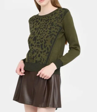 Liu •jo Leopard-print Zip-up Sweater In Black