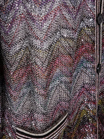 Missoni Sequin-chevron Cardigan In Brown
