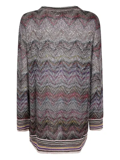 Missoni Sequin-chevron Cardigan In Brown