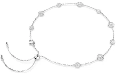 Swarovski Rhodium Plated Crystal Una Angelic Necklace In Metallic