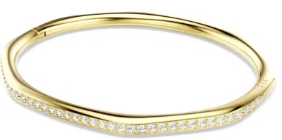 Swarovski Dextera Pave Crystal Geometric Bangle Bracelet In Gold