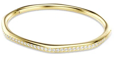 Swarovski Dextera Pave Crystal Geometric Bangle Bracelet In Gold