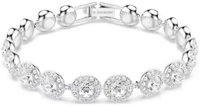 Swarovski Round Cut White Rhodium Plated Una Bracelet In Metallic