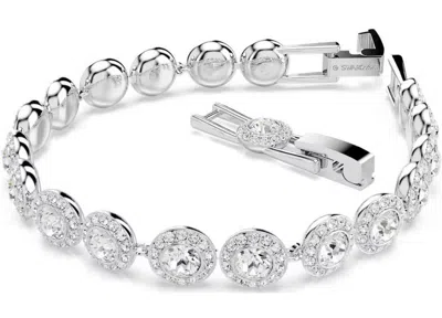 Swarovski Round Cut White Rhodium Plated Una Bracelet In Metallic
