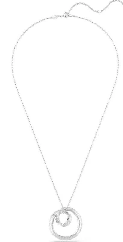 Swarovski Matrix Baguette Cut Rhodium Plated Necklace In Metallic