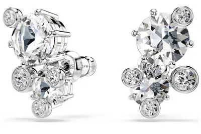 Swarovski Constella Rhodium Plated Stud Earrings In Metallic