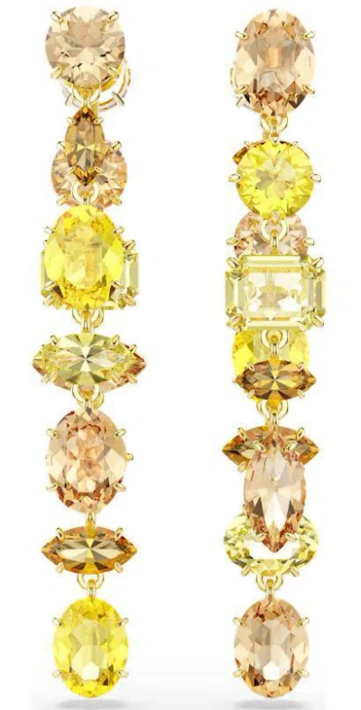 Swarovski Gema Mixed Cut Crystal Front To Back Earrings In Yellow
